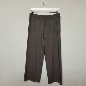 Staccato pants women medium wide leg ankle high waist fleece sweatpants brown